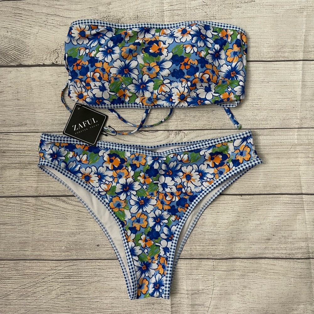 NEW ZAFUL Floral Strapless Bikini (medium)